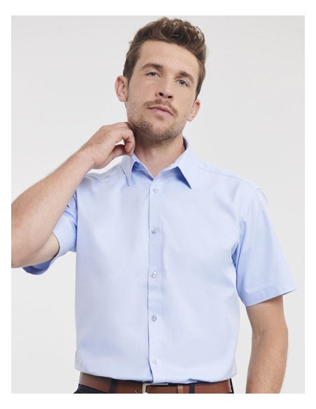 RUS-0R963M0-Mens Short Sleeve Tailored Herringbone Shirt 2